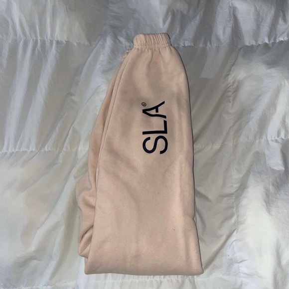 SLA the label peachy beige sweats, logo on back of leg - Picture 2 of 2
